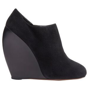 Azzedine Alaia suede curved wedge round toe ankle bootie